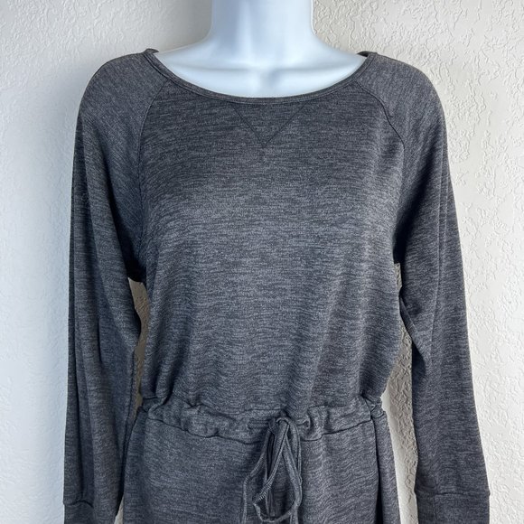 Carve Designs Womens Mini Shirt Dress M Heather Gray Raglan Sleeve Lagenlook - Picture 1 of 14